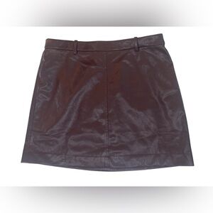 EUC. J. Crew dark brown trouser, faux leather skirt. Size 8.